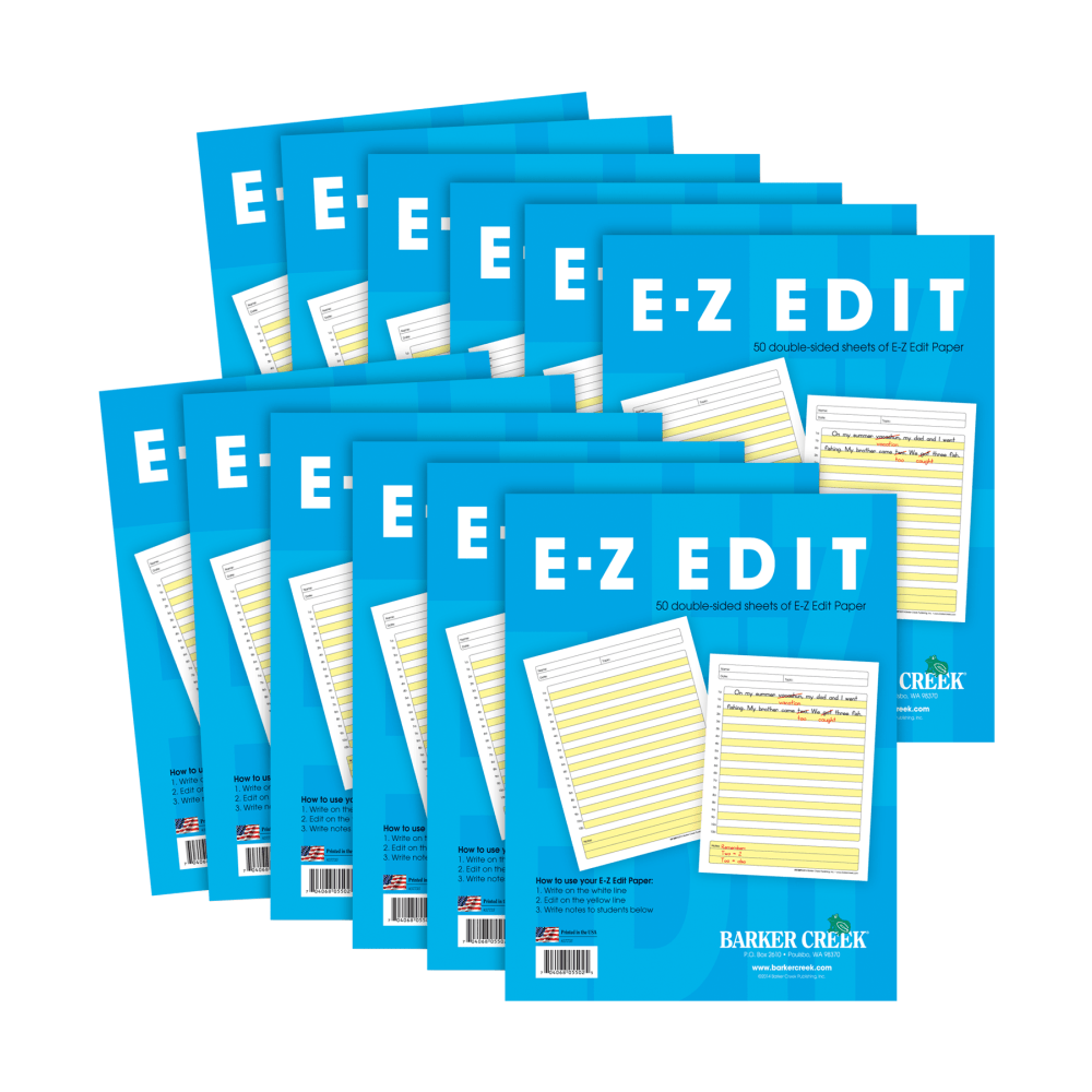 Barker Creek E-Z Edit Paper Set, Grades 1-College, 50 Sheets, Pack Of 12