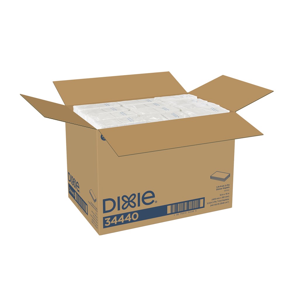 Dixie 2-Ply Dinner Napkins, 126 Napkins Per Sleeve, Carton of 24 Packs