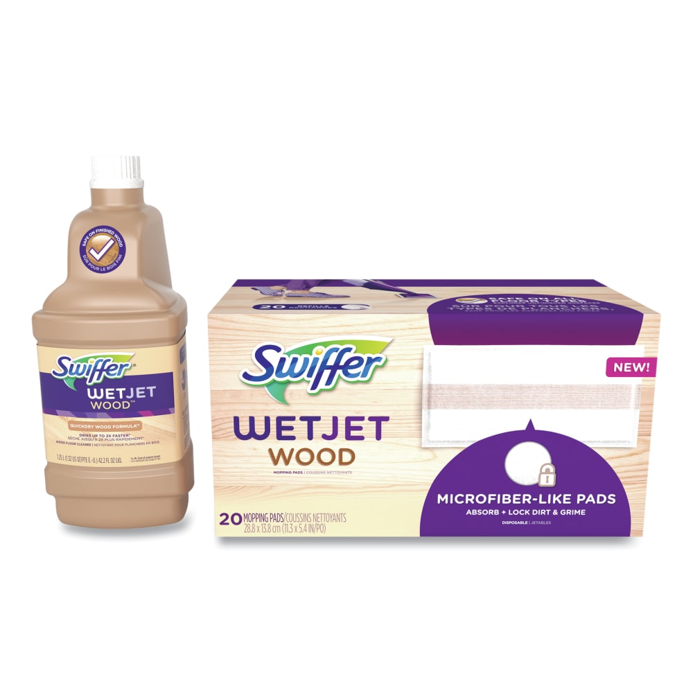 Swiffer WetJet System Wood Cleaning-Solution Refill With Mopping Pads, Unscented, 1.25 L