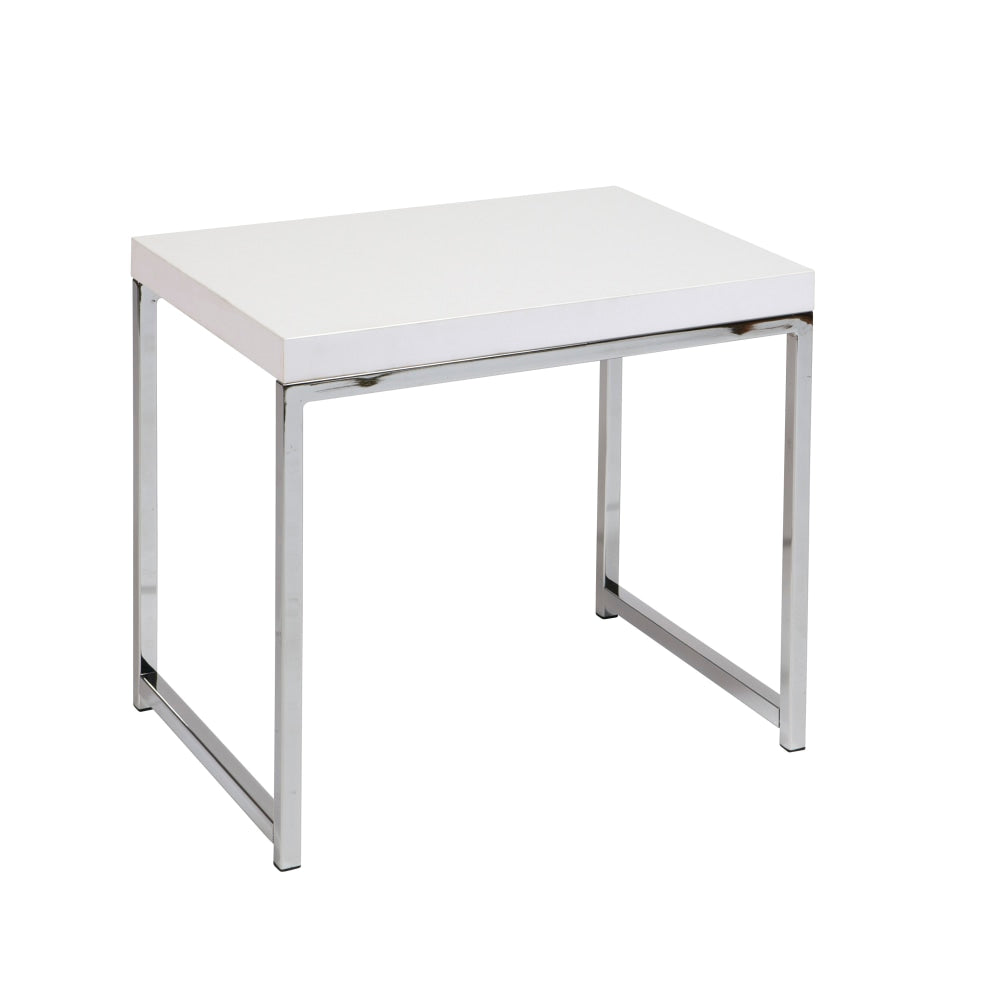 Ave Six Wall Street Table, End, Rectangular, White/Chrome