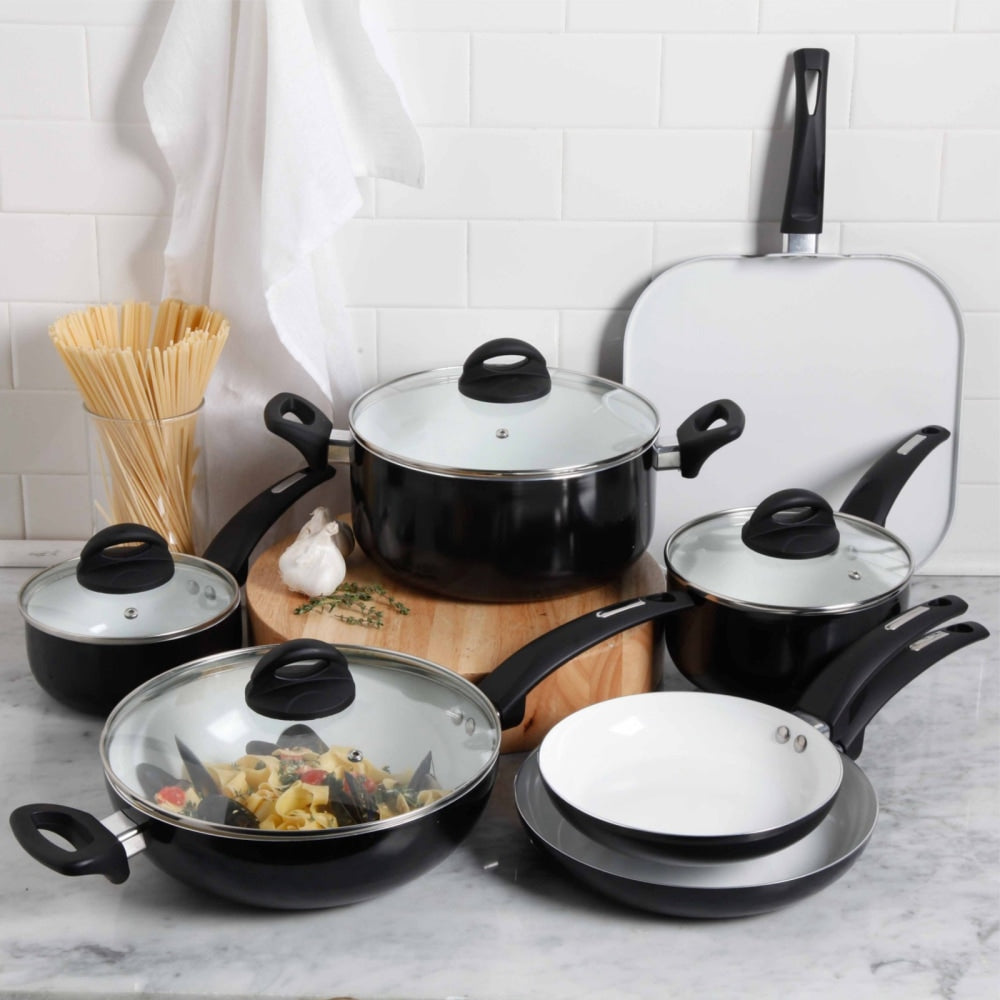 Oster Herstal 11-Piece Aluminum Cookware Set, Black