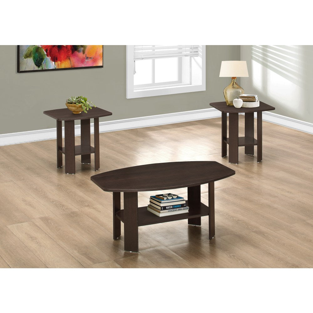 Monarch Specialties 3-Piece Table Set, Rectangle, Cappuccino