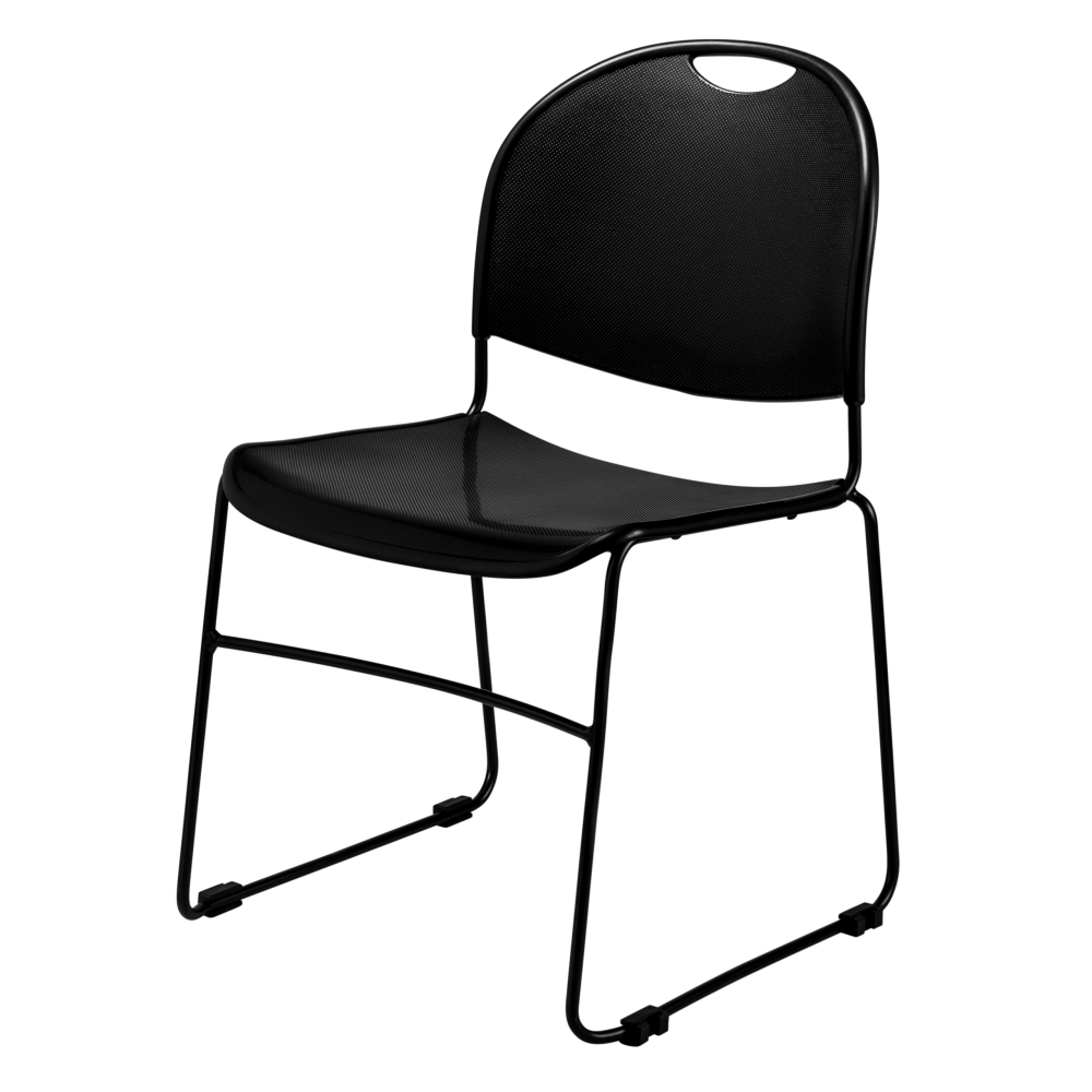 Commercialine Multipurpose Ultra-Compact Stack Chairs, Black, Set Of 4 Chairs