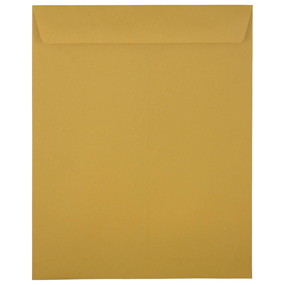 JAM Paper Open-End Envelopes, 11-1/2 x 14-1/2, Gummed Seal, Brown Kraft, Pack Of 100 Envelopes