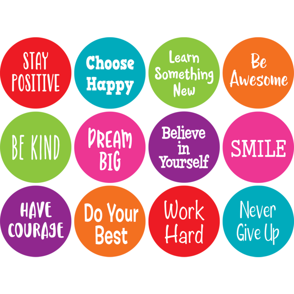 Teacher Created Resources Spot On Positive Sayings Carpet Markers, 4in, Assorted Colors, Pack Of 12 Markers