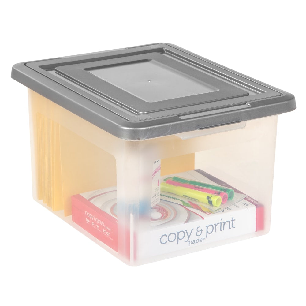 IRIS File N Stack Plastic Storage Containers With Snap Lids, Case Of 2