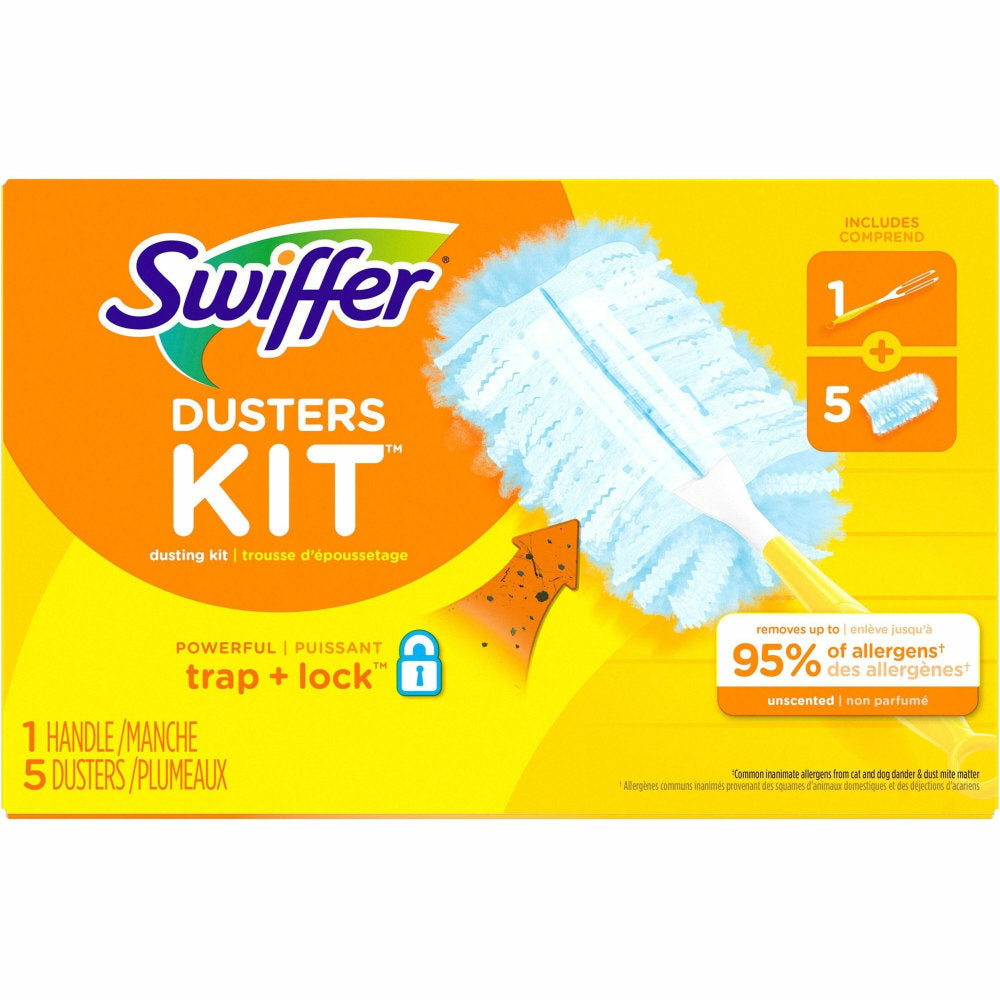 Swiffer Unscented Duster Kit - 5 pieces/Kit - 6 / Carton - Fiber - Blue, Yellow