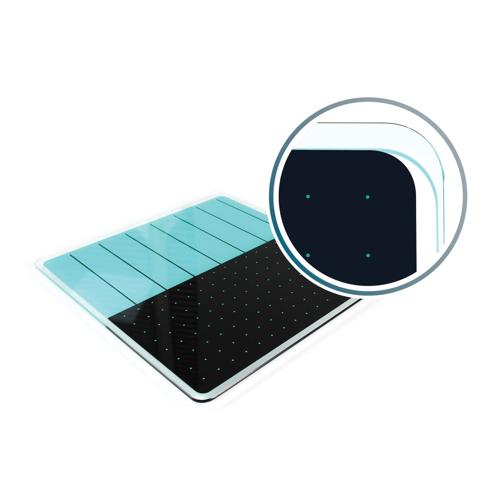 Floortex Viztex Glacier Plan & Grid Glass Dry Erase Board, 14in x 14in, Teal & Black