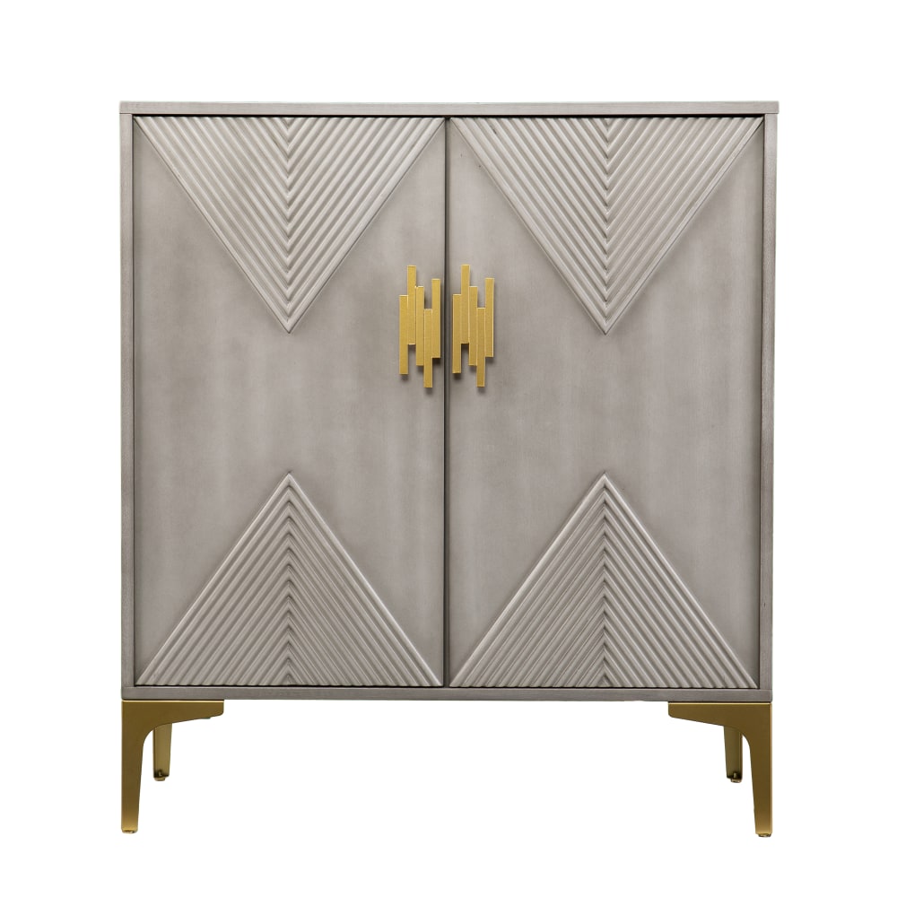 SEI Furniture Lantara 32inW Modern Storage Cabinet, Graywashed/Gold