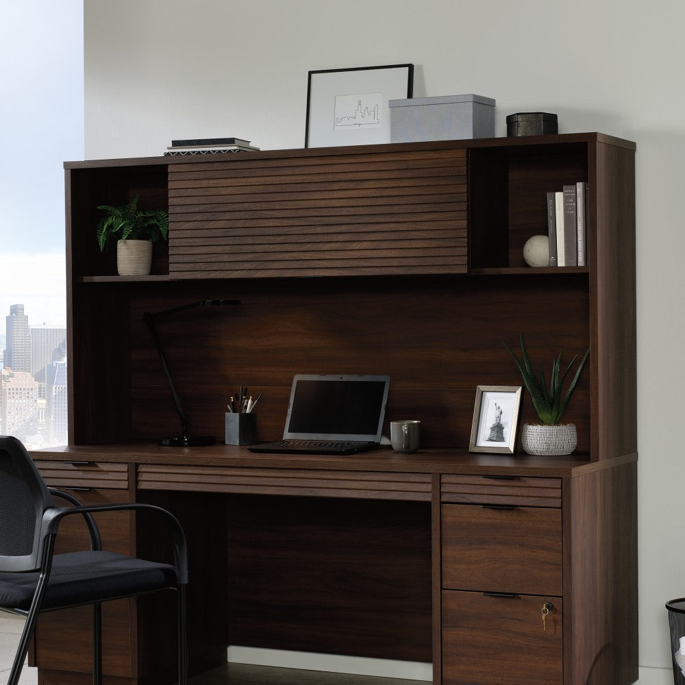 Sauder Palo Alto 72inW Hutch For L-Desk Or Large Credenza, Spiced Mahogany