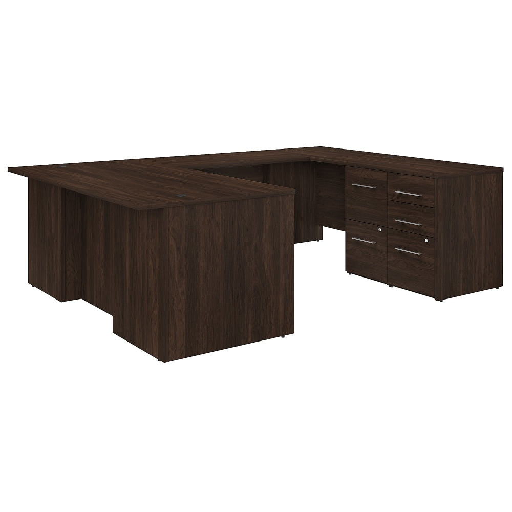 Bush Business Furniture Office 500 72inW U-Shaped Executive Corner Desk With Drawers, Black Walnut, Standard Delivery