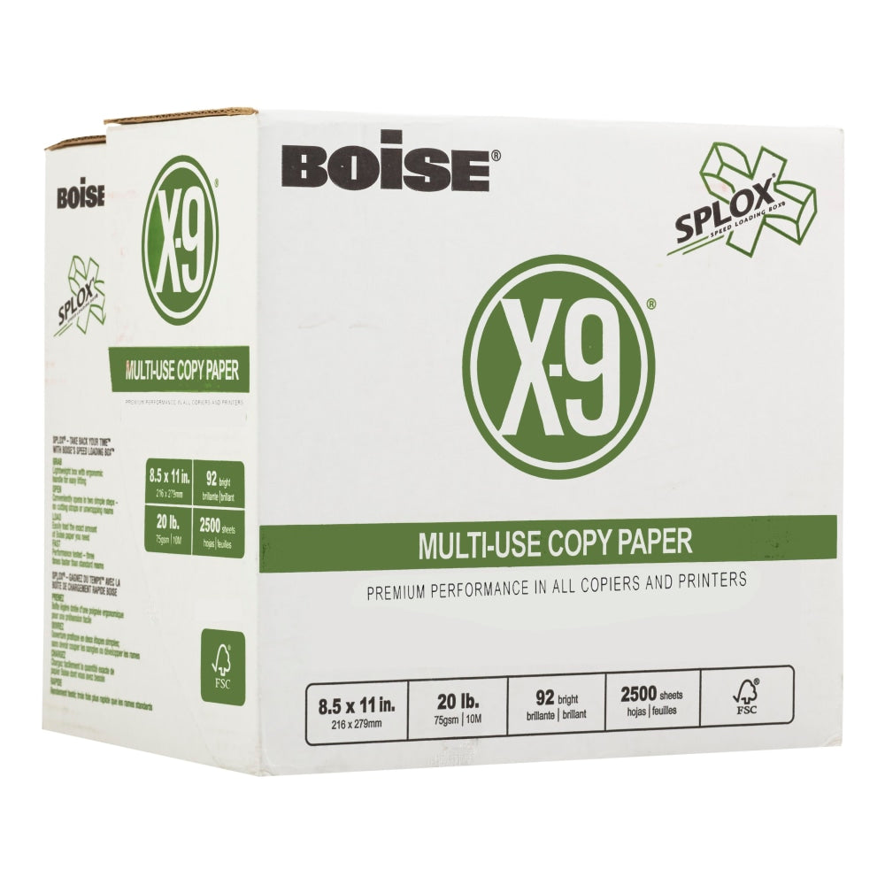 Boise X-9 SPLOX Multi-Use Printer & Copy Paper, White, Letter (8.5in x 11in), 200000 Sheets Per Pallet, 20 Lb, 92 Brightness, SP-8420-519SKD