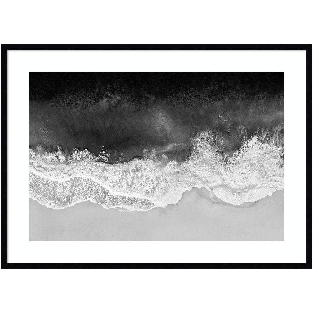 Amanti Art Waves In Black And White by Maggie Olsen Wood Framed Wall Art Print, 41inW x 30inH, Black