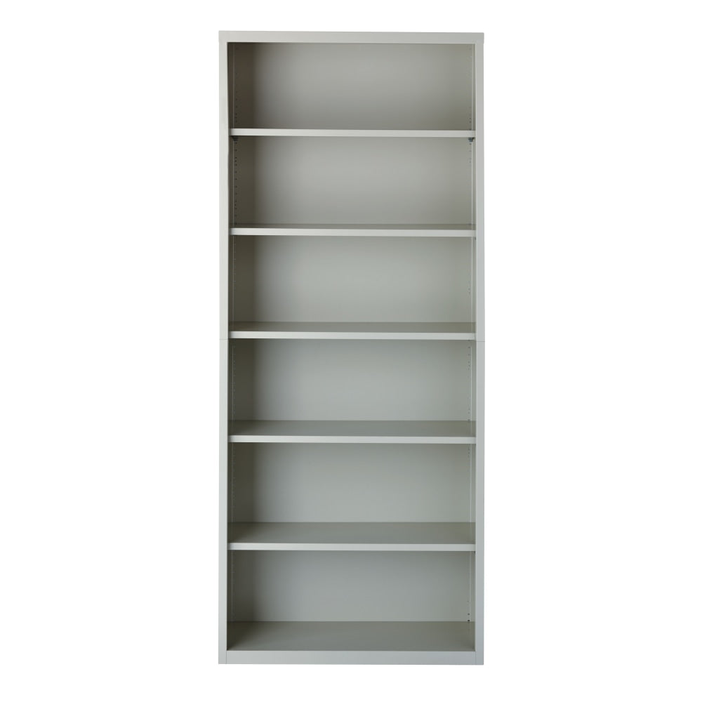 Hirsh 82inH 6-Shelf Metal Bookcase, Light Gray