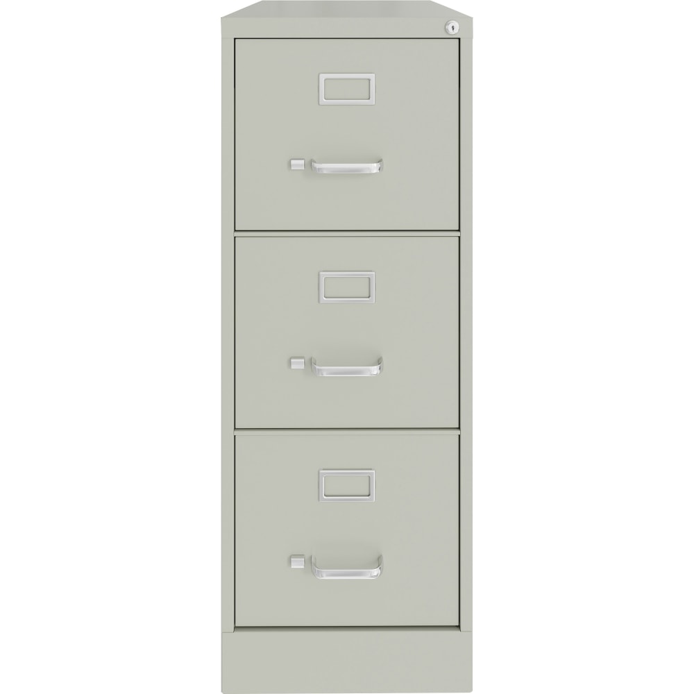 Lorell Fortress Series 22in Commercial-Grade Vertical File Cabinet - 15in x 22in x 40.2in - 3 x Drawer(s) for File - Letter - Vertical - Ball-bearing Suspension, Removable Lock, Pull Handle, Wire Management - Light Gray - Steel - Recycled