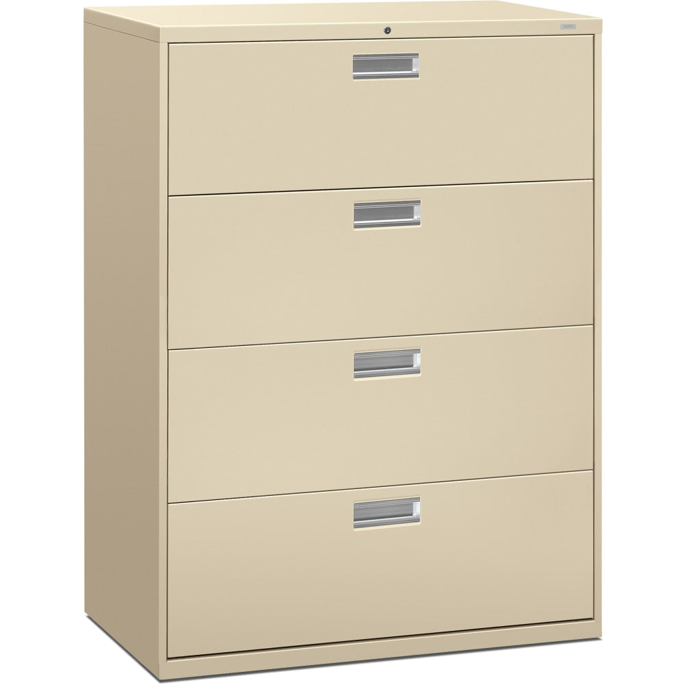 HON Brigade 600 42inW x 19-1/4inD Lateral 4-Drawer File Cabinet, Putty