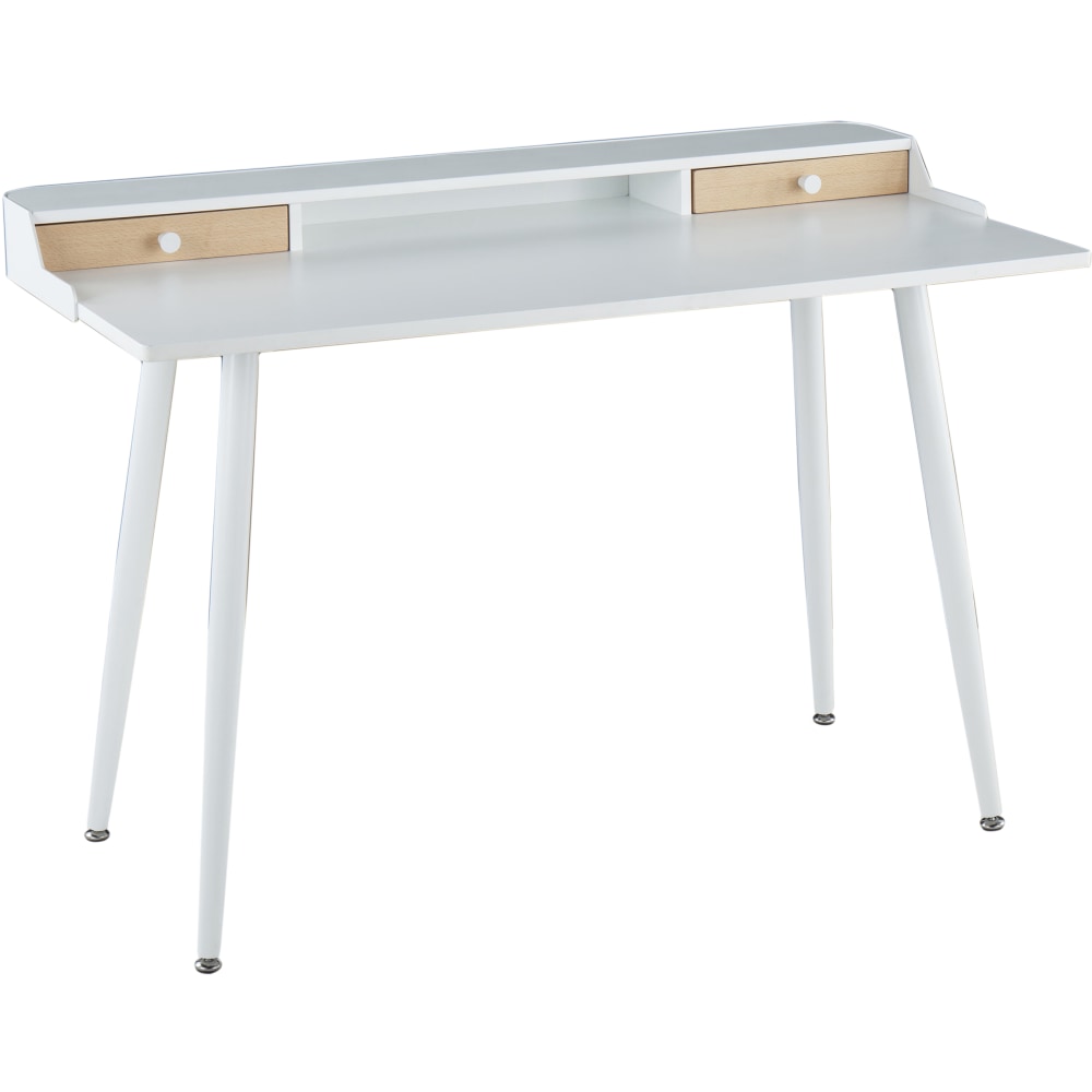 LumiSource Harvey 48inW Computer Desk, Natural/White