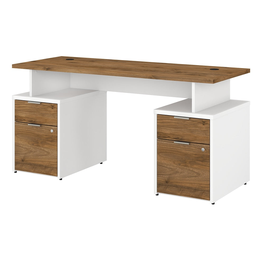 Bush Business Furniture Jamestown 60inW Computer Desk With 4 Drawers, Fresh Walnut/White, Standard Delivery