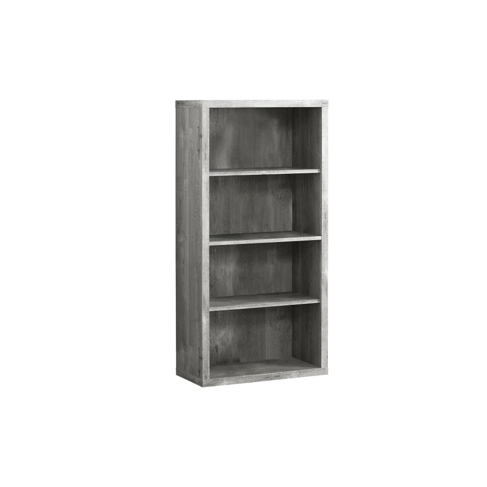 Monarch Specialties 48inH 4-Shelf Adjustable Bookcase, Gray Woodgrain