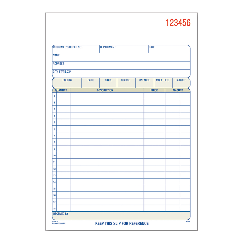 Adams Carbonless 2-Part Sales Book, 5 9/16in x 8 7/16in, Pack Of 50 Sets