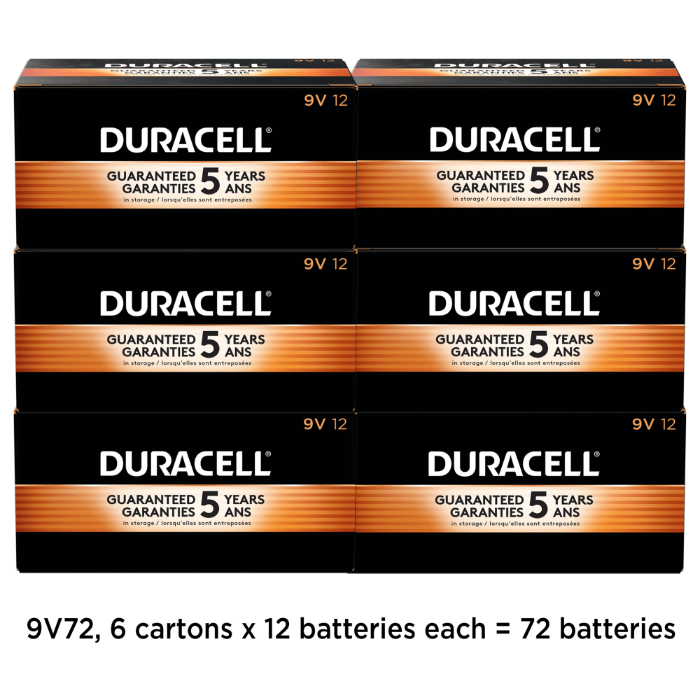 Duracell Coppertop 9-Volt Alkaline Batteries, Box Of 12, Case Of 6 Boxes