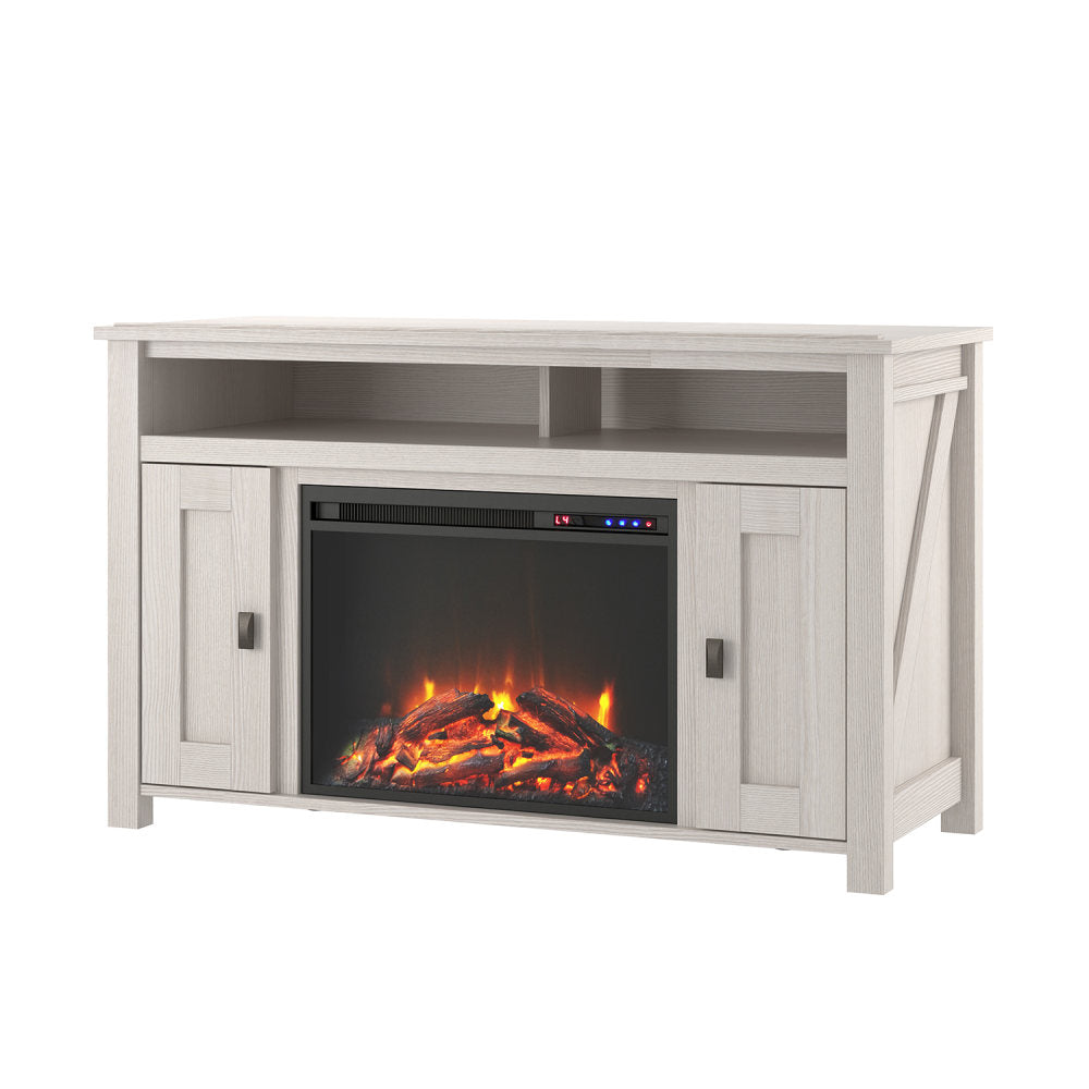 Ameriwood Home Farmington Electric Fireplace TV Console For 50in TVs, Ivory