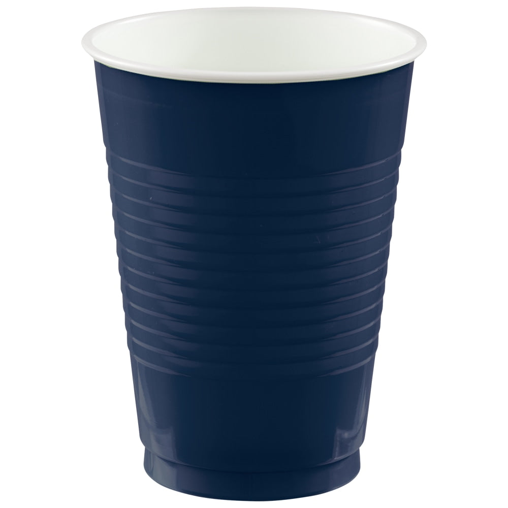 Amscan 436811 Plastic Cups, 12 Oz, True Navy, 50 Cups Per Pack, Case Of 3 Packs