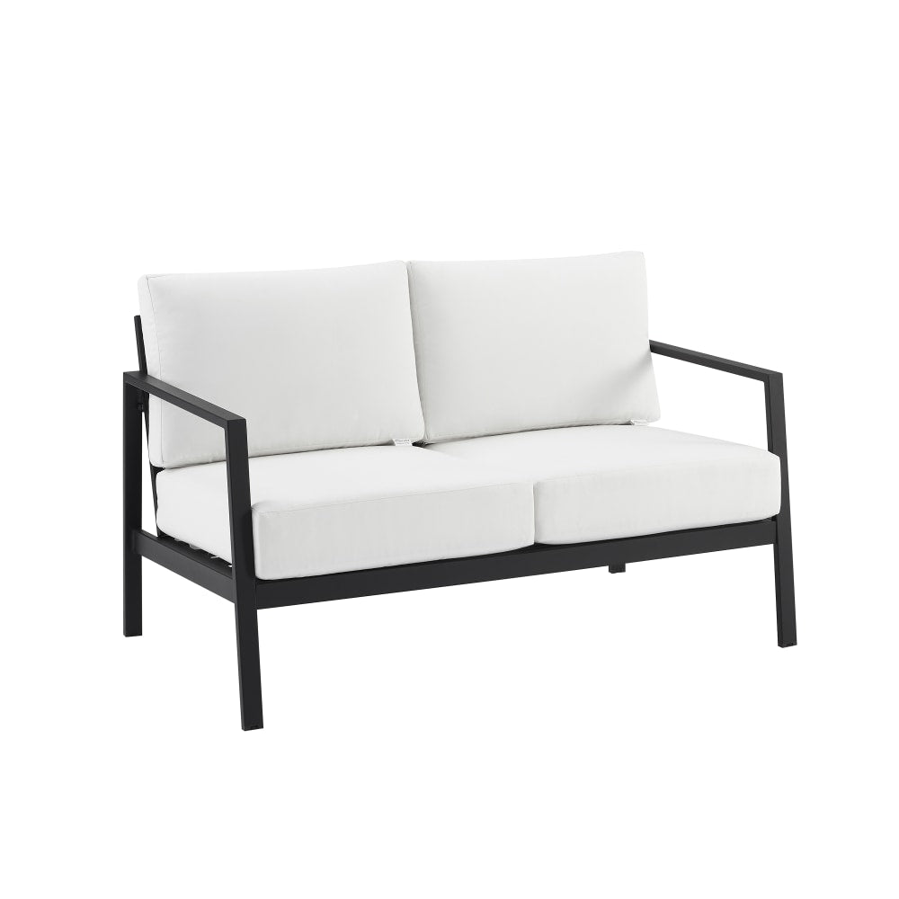 Linon Abilene Aluminum Outdoor Loveseat, 31-1/4inH x 51-1/4inW x 30inD, White/Black