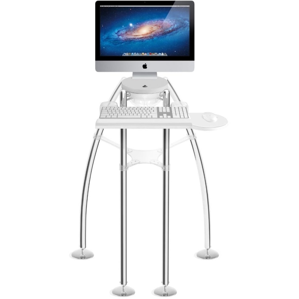 Rain Design iGo Desk for iMac 24-27IN Standing model - 24in to 27in Screen Support - 42in Height x 33in Width x 33in Depth - Floor Stand - Polished Chrome - Silver