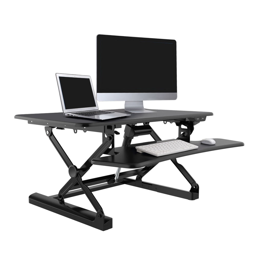 FlexiSpot EM2B 35inW Motorized Sit-Stand Desk Riser, Black