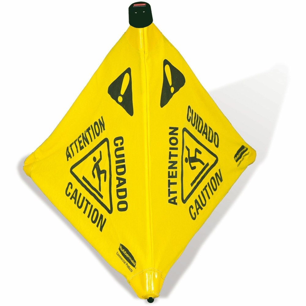 Rubbermaid 3-Sided Wet Floor Safety Cone, 30in x 21in x 21in, Yellow