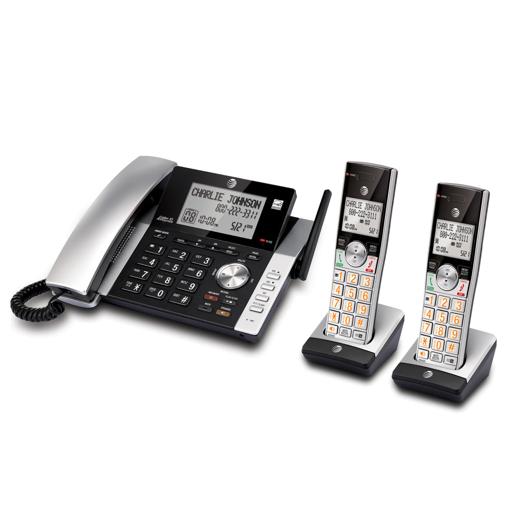 AT&T CL84215 2 Handsets DECT 6.0 Expandable Phone System With Digital Answering System