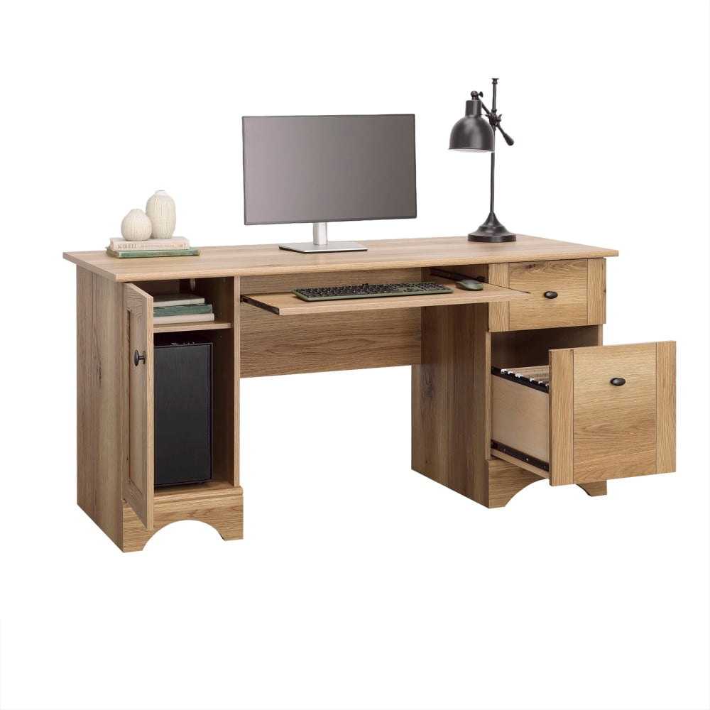 Sauder Select 60inW Double-Pedestal Computer Desk, Timber Oak