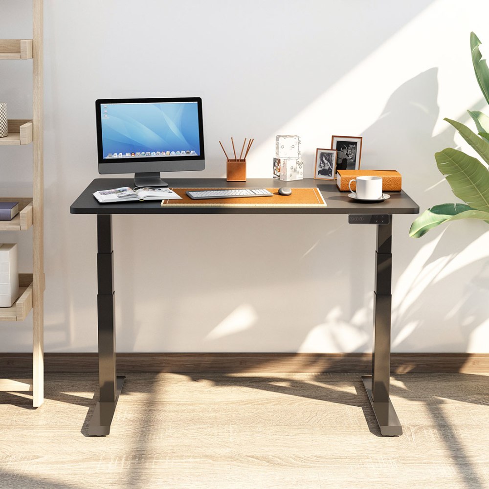 FlexiSpot E7 55inW Height-Adjustable Standing Desk, Black