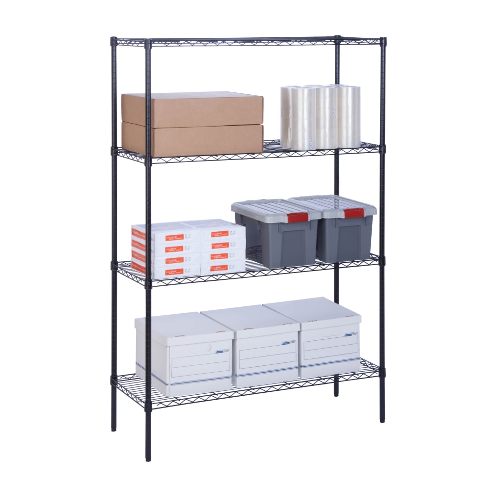 Honey-Can-Do Urban Steel Adjustable Storage Shelving Unit, 4-Tiers, 72inH x 18inW x 48inD, Black