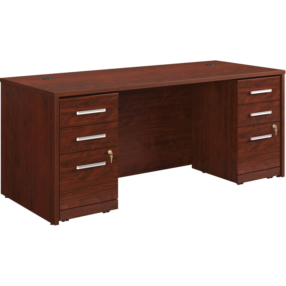 Sauder Affirm Collection Executive Desk With Two 3-Drawer Mobile Pedestal Files, 72inW x 30inD, Classic Cherry