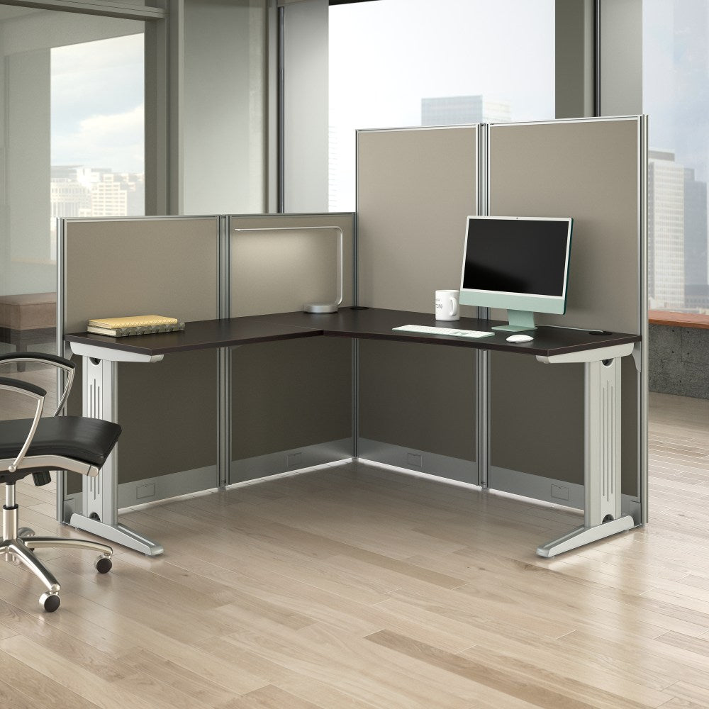 Bush Business Furniture Office In An Hour L Workstation, Mocha Cherry Finish, Standard Delivery