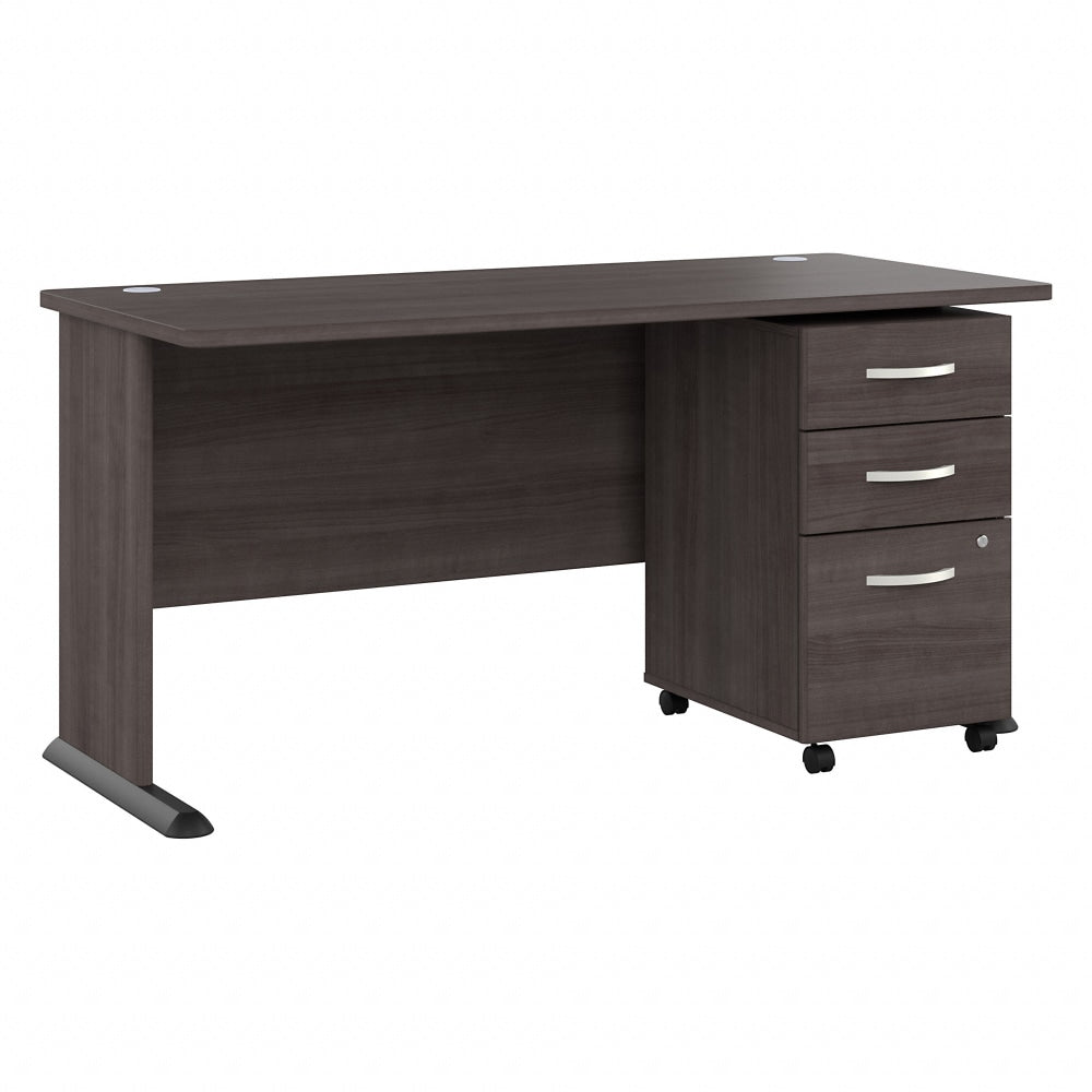 Bush Business Furniture Studio A 60inW Computer Desk With 3-Drawer Mobile File Cabinet, Storm Gray, Standard Delivery