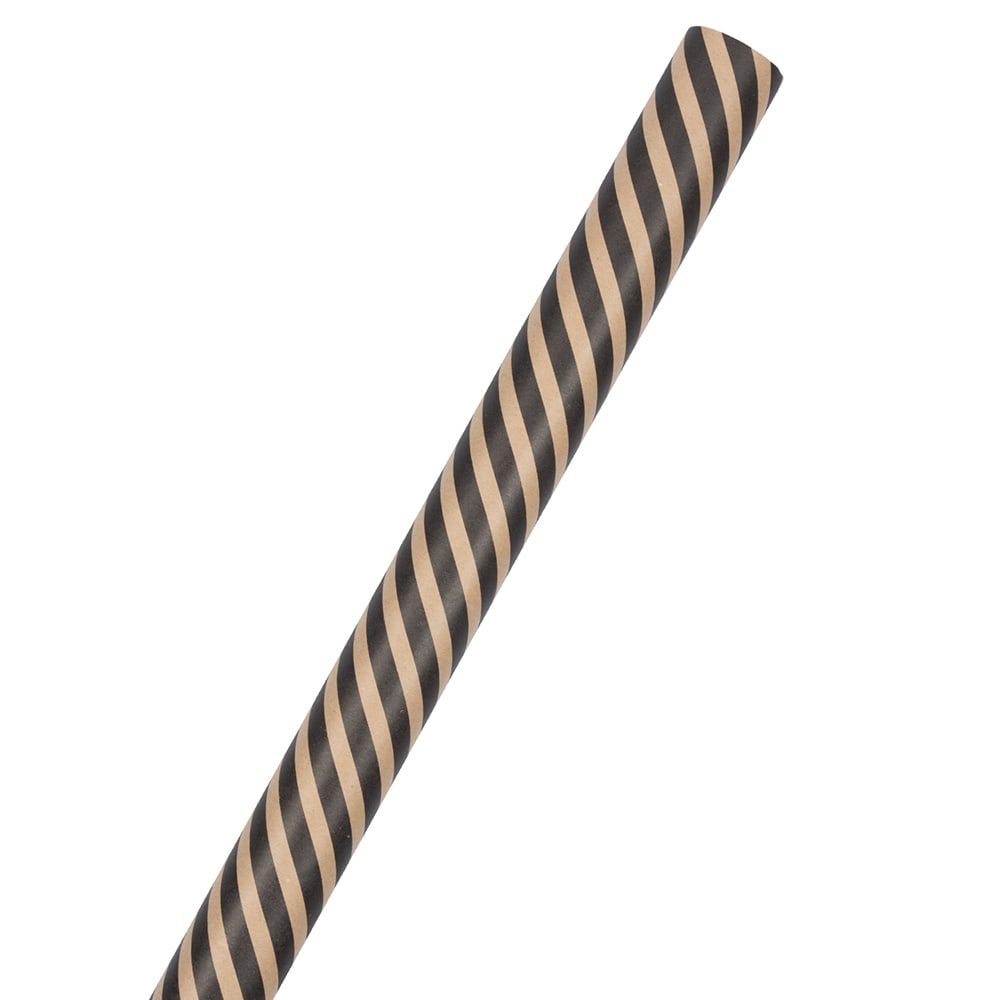 JAM Paper Wrapping Paper, Striped, 25 Sq Ft, Black & Brown Kraft