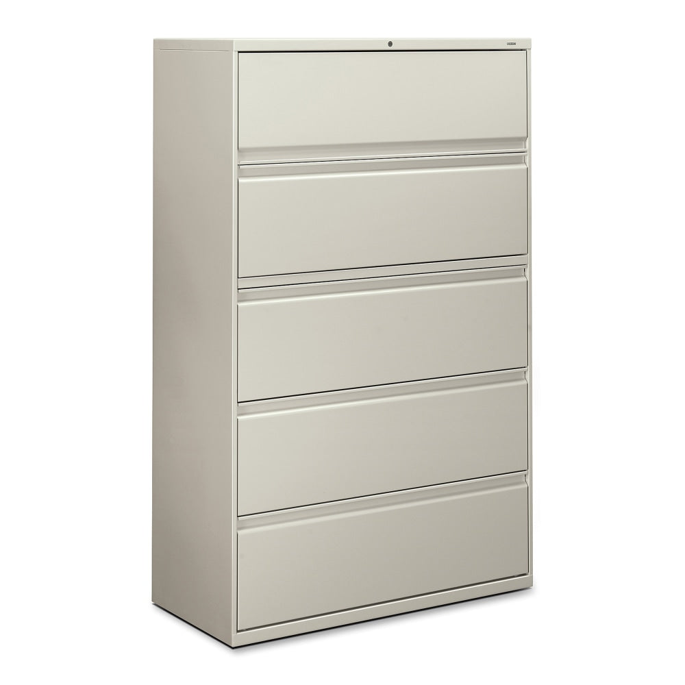 HON 42inW x 19-1/4inD Lateral 5-Drawer File Cabinet With Lock, Light Gray