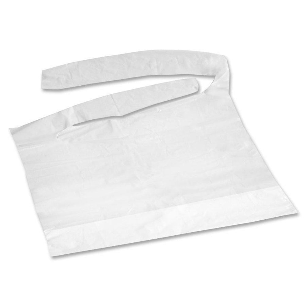 Medline Waterproof Plastic Bibs With Crumb Catchers, 16in x 24in, White, Case Of 500