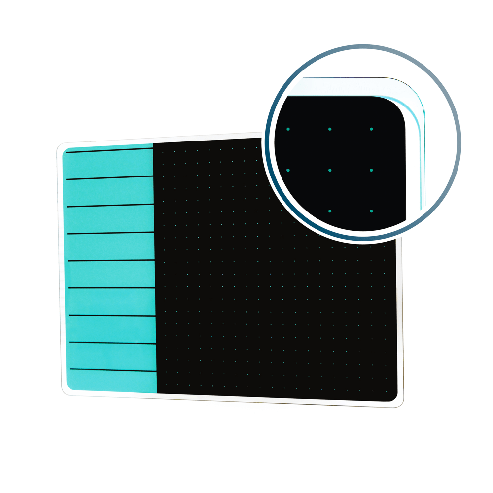 Floortex Viztex Plan & Grid Glass Dry Erase Board, 17in x 23in, Teal & Black