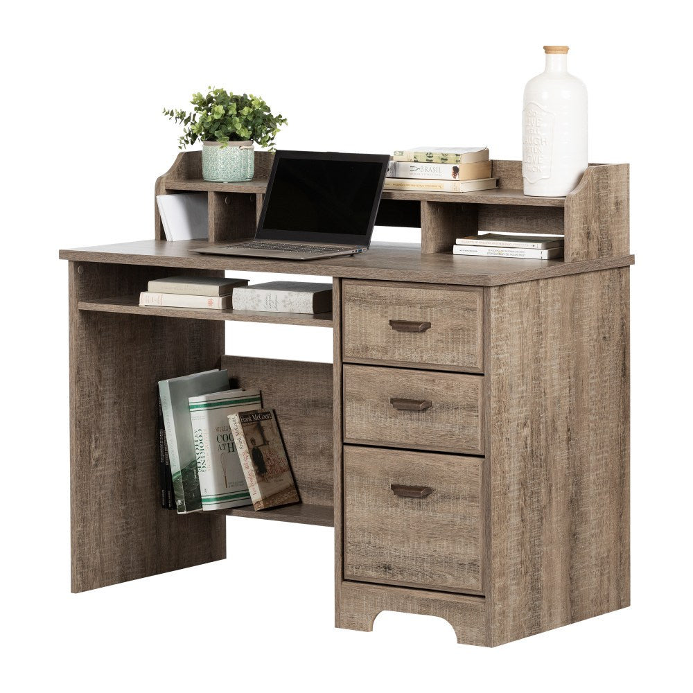 South Shore Versa 45inW Computer Desk With Hutch, Weathered Oak