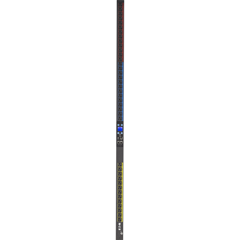 Eaton Metered Input rack PDU, 0U, L21-20P input, 5.76 kW max, 120/208V, 16A, 10 ft cord, Three-phase, Outlets: (39) 5-20R - NEMA L21-20P - 39 x NEMA 5-20R - 120 V AC, 230 V AC - 5760 W - Network (RJ-45) - 40U - Rack-mountable