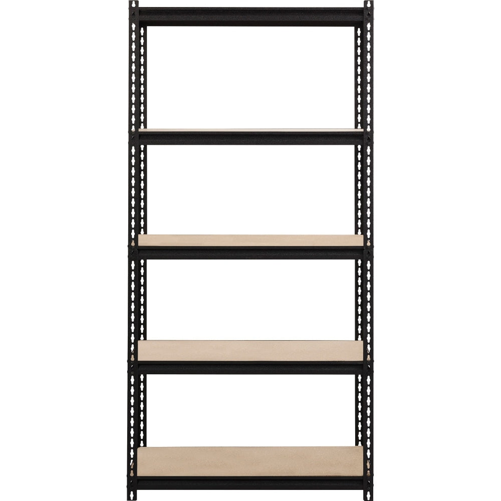 Lorell Iron Horse 2300 lb Capacity Riveted Shelving - 5 Shelf(ves) - 72in Height x 36in Width x 18in Depth - 30% Recycled - Black - Steel, Particleboard - 1 Each