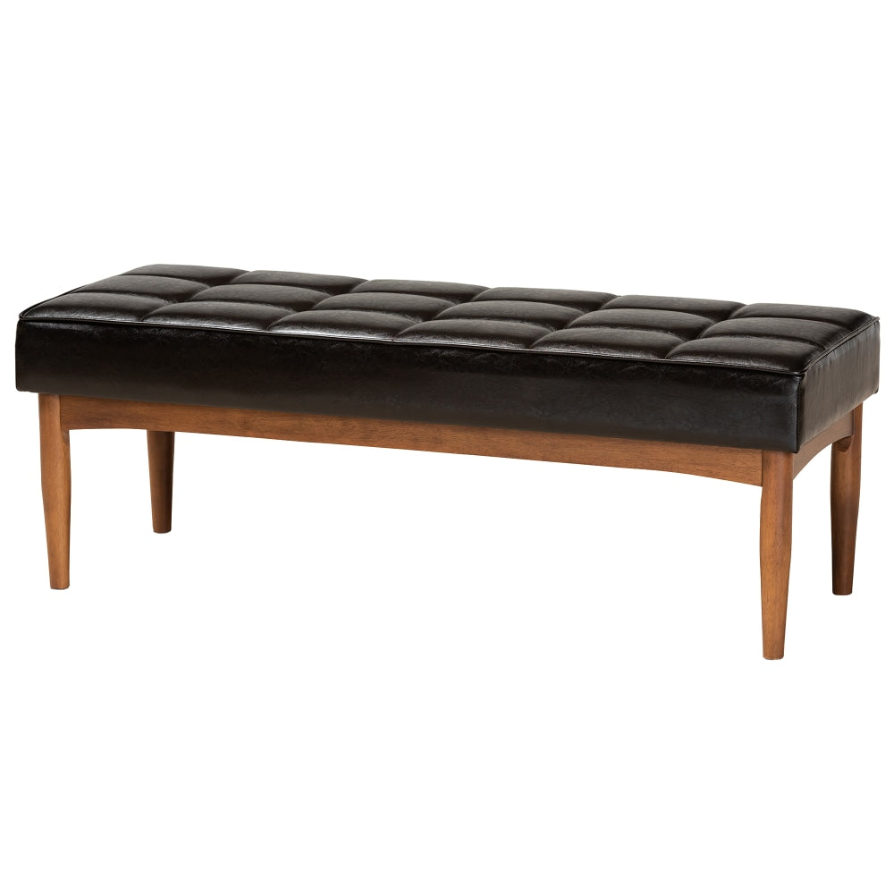 Baxton Studio Sanford Dining Bench, Dark Brown/Walnut Brown