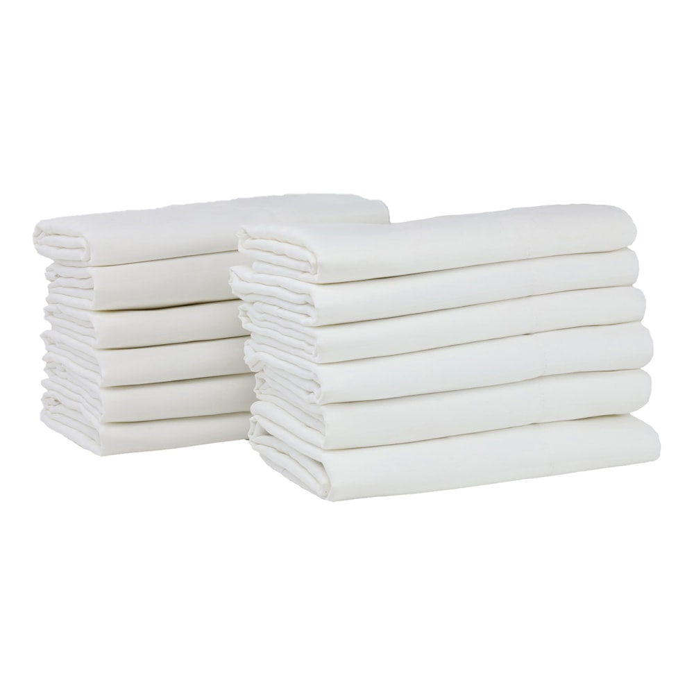 1888 Mills Lotus Satin Stripe King Pillowcases, 42in x 46in, White, Pack Of 72 Pillowcases