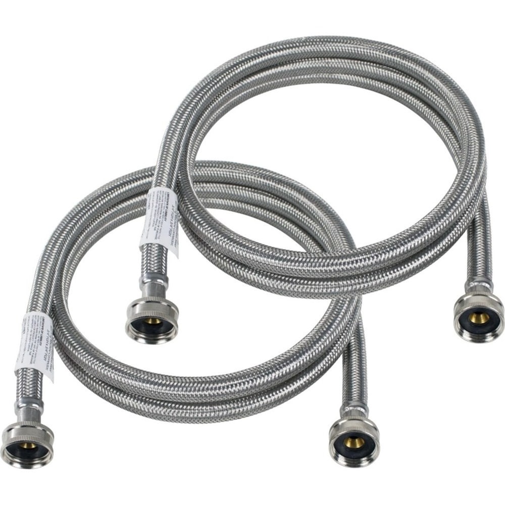 Certified Appliance Accessories Braided Stainless Steel Washing Machine Hoses, 4', Silver, Set Of 2 Hoses