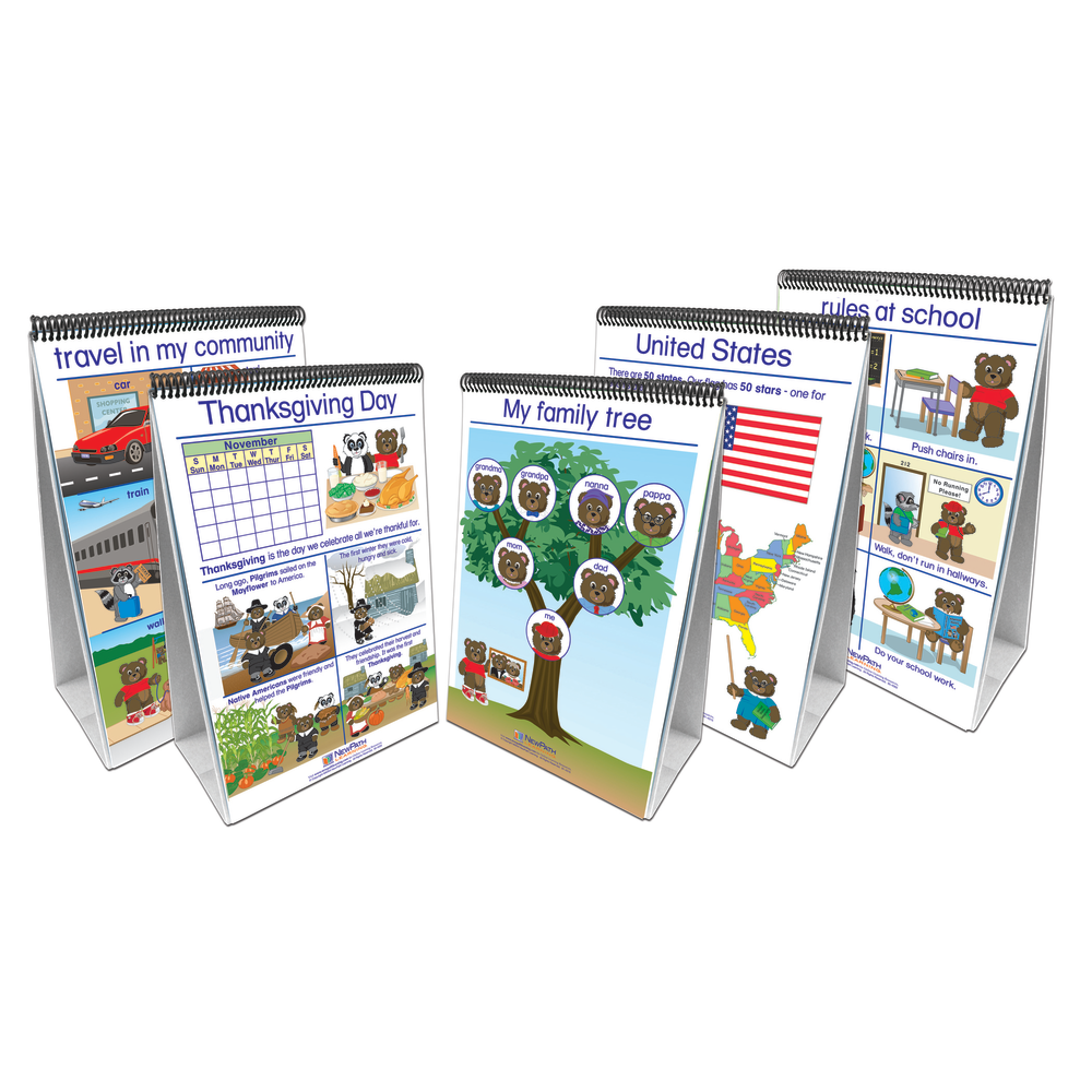 NewPath Learning Social Studies Readiness Flip Charts, Multicolor, Grades PK-2, Set Of 5 Charts