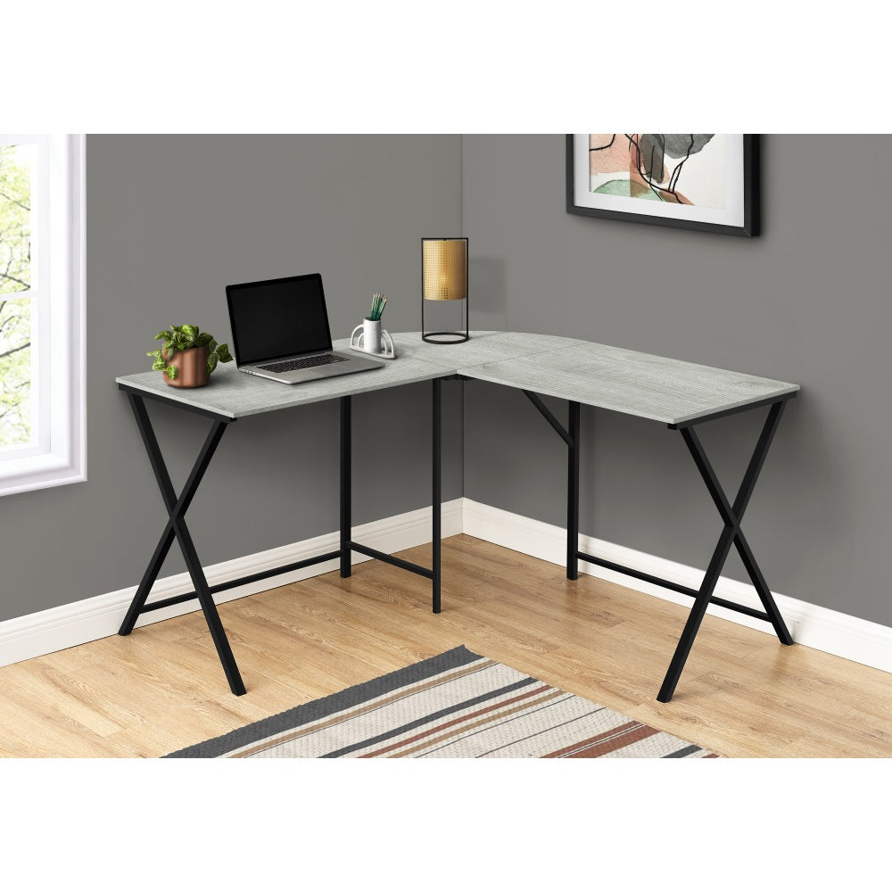 Monarch Specialties Liberty 56inW L-Shaped Computer Desk, Gray/Black